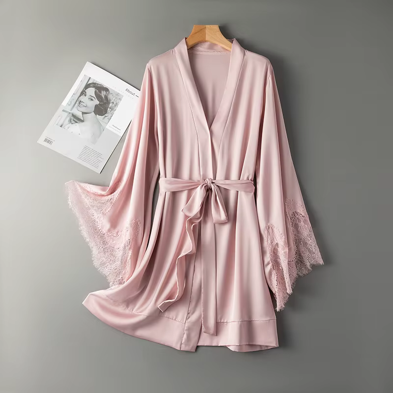 Robe de nuit Sexy en Satin et dentelle pour femmes