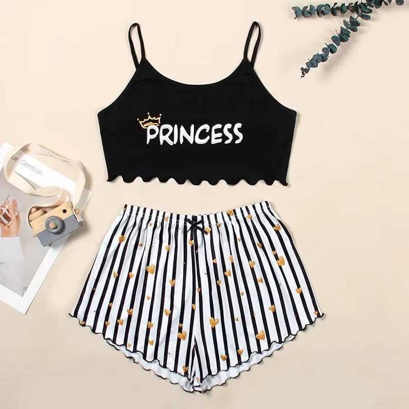 Ensemble de pyjamas décontractés à imprimé princesse pour femmes