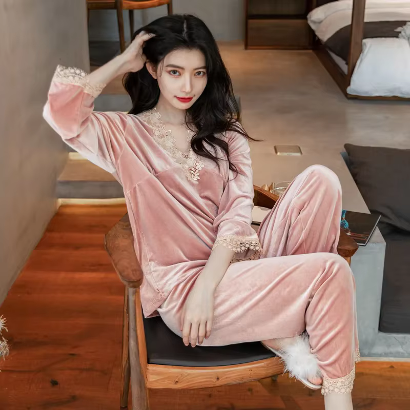 Ensemble de pyjamas en velours pour femmes