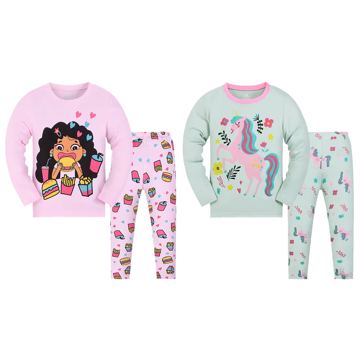 Ensemble pyjama pour filles – Vêtements Pjs pour tout-petits avec pantalons pour enfants de 2 à 9 ans