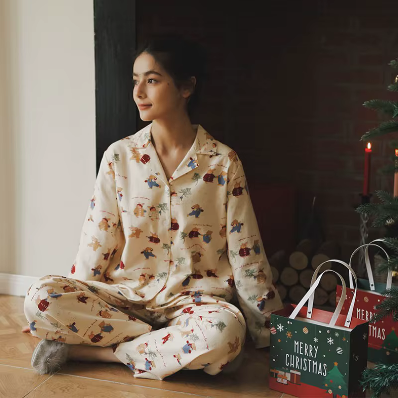 Ensemble pyjama confortable imprimé ours pour femmes