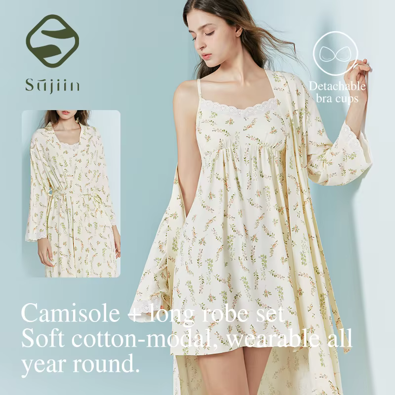 Ensemble pyjama et robe de chambre décontracté SUJIIN pour femme