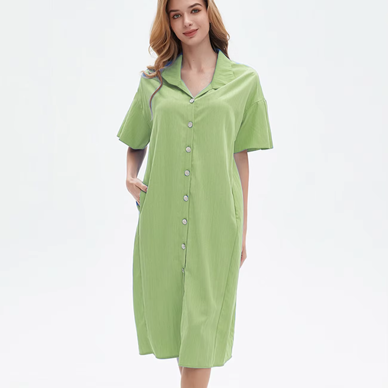 Robe décontractée pour femme en viscose et lin de haute qualité