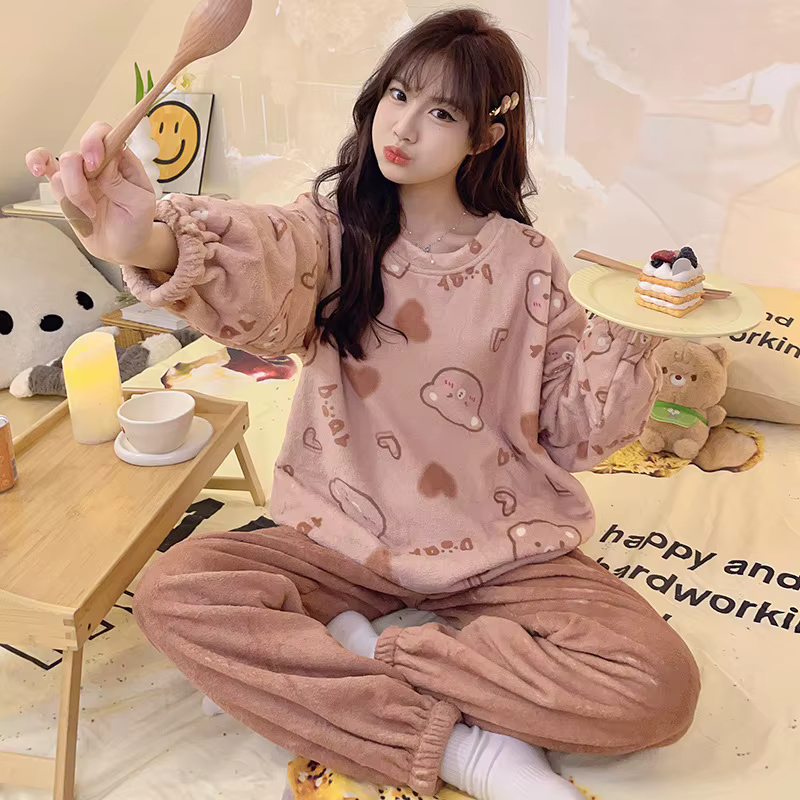Ensemble de pyjama chaud en flanelle pour femmes