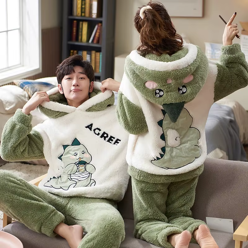 Couples Pyjamas femmes hommes hiver épaissir