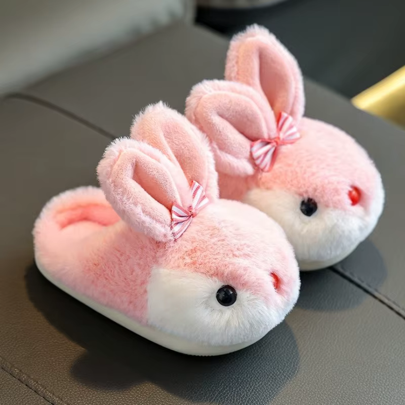 Mignon lapin enfants pantoufles maison hiver mode garçons filles casual en peluche