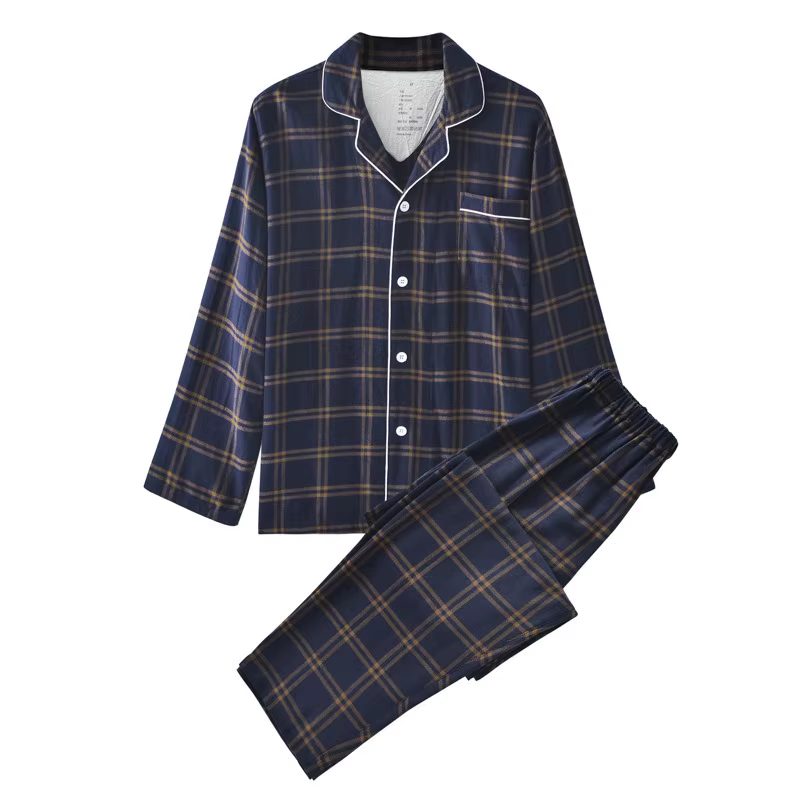 Ensemble de pyjamas en coton chaud à manches longues pour couple