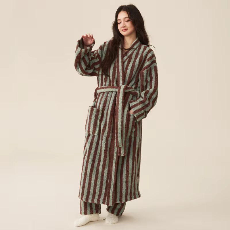 Ensemble de pyjama pantalon et robe de glouton épaissi pour femmes et hommes
