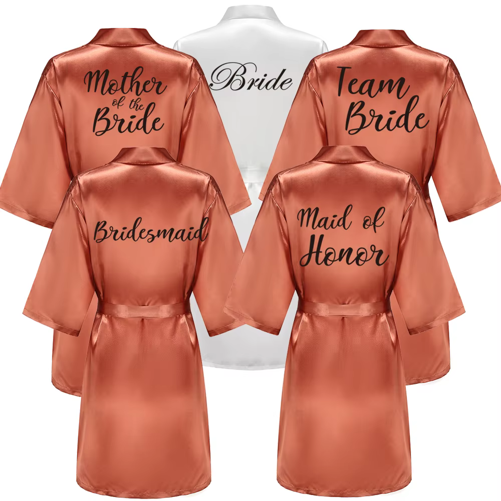 Nouveau Caramel peignoir mariée Satin Robe femmes se marier