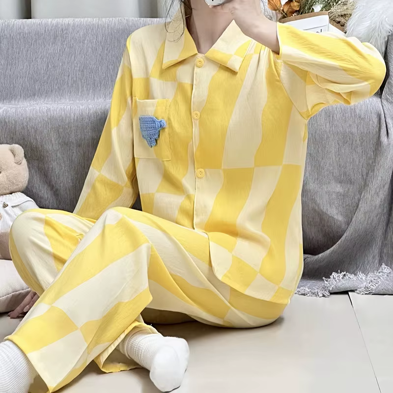 Nouvel ensemble de pyjama pour femme en coton à motif dessin animé