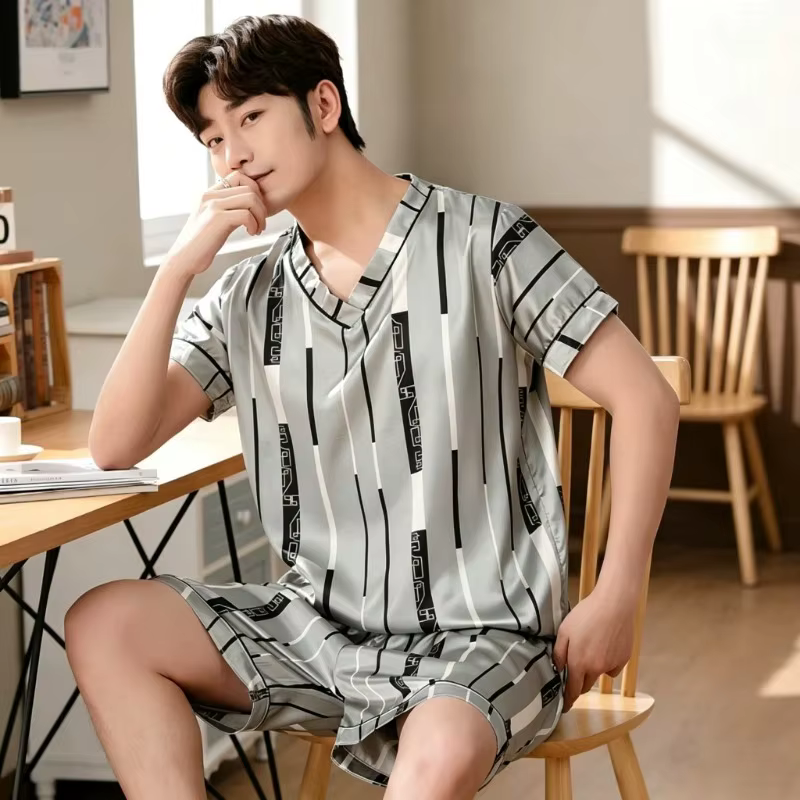 Ensemble de pyjama grande taille pour homme – Nouvelle collection été – Imprimé tendance – Vêtements de nuit