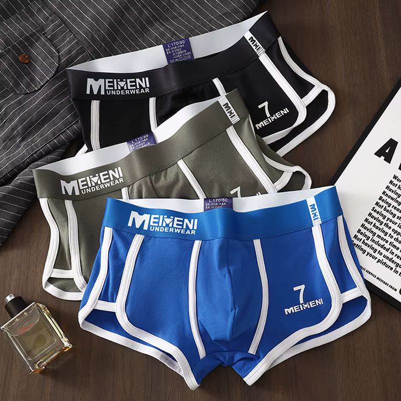[Bloom the love] nouveau NO.7 coton 1 pièces/3 pièces Boxer hommes sous-vêtements respirant Boxershort