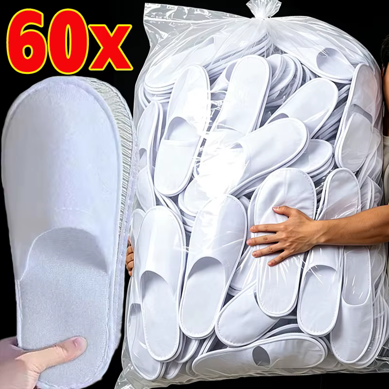 2-30 paires de pantoufles jetables blanches pour invités à domicile