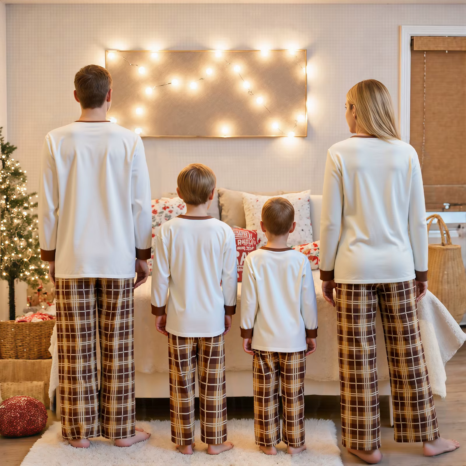 Pyjamas de famille de Noël Ensembles assortis Maman Papa Enfants Hauts à manches longues imprimés d'élan et pantalons à