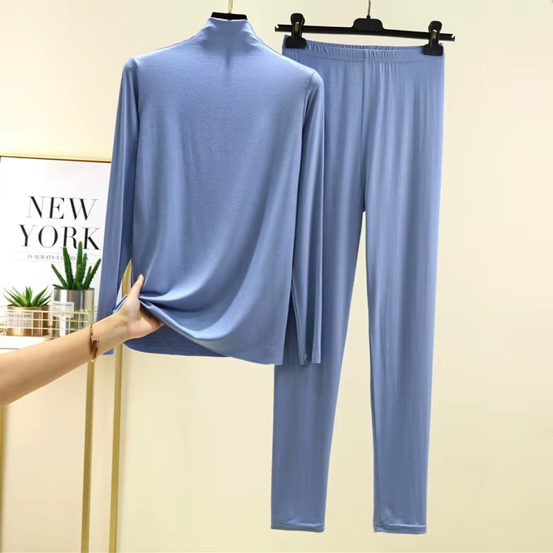 Pyjama Femme nouveau col roulé à manches longues chemise pantalon ensemble printemps automne
