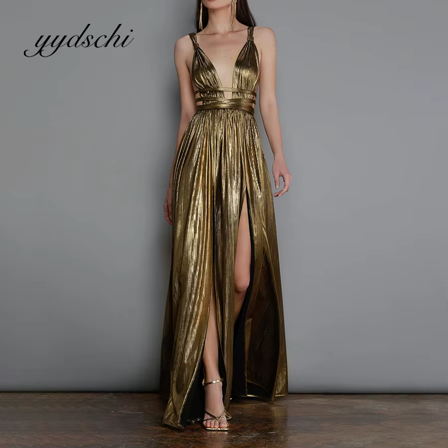 Robe de soirée sexy à col en V pour femmes