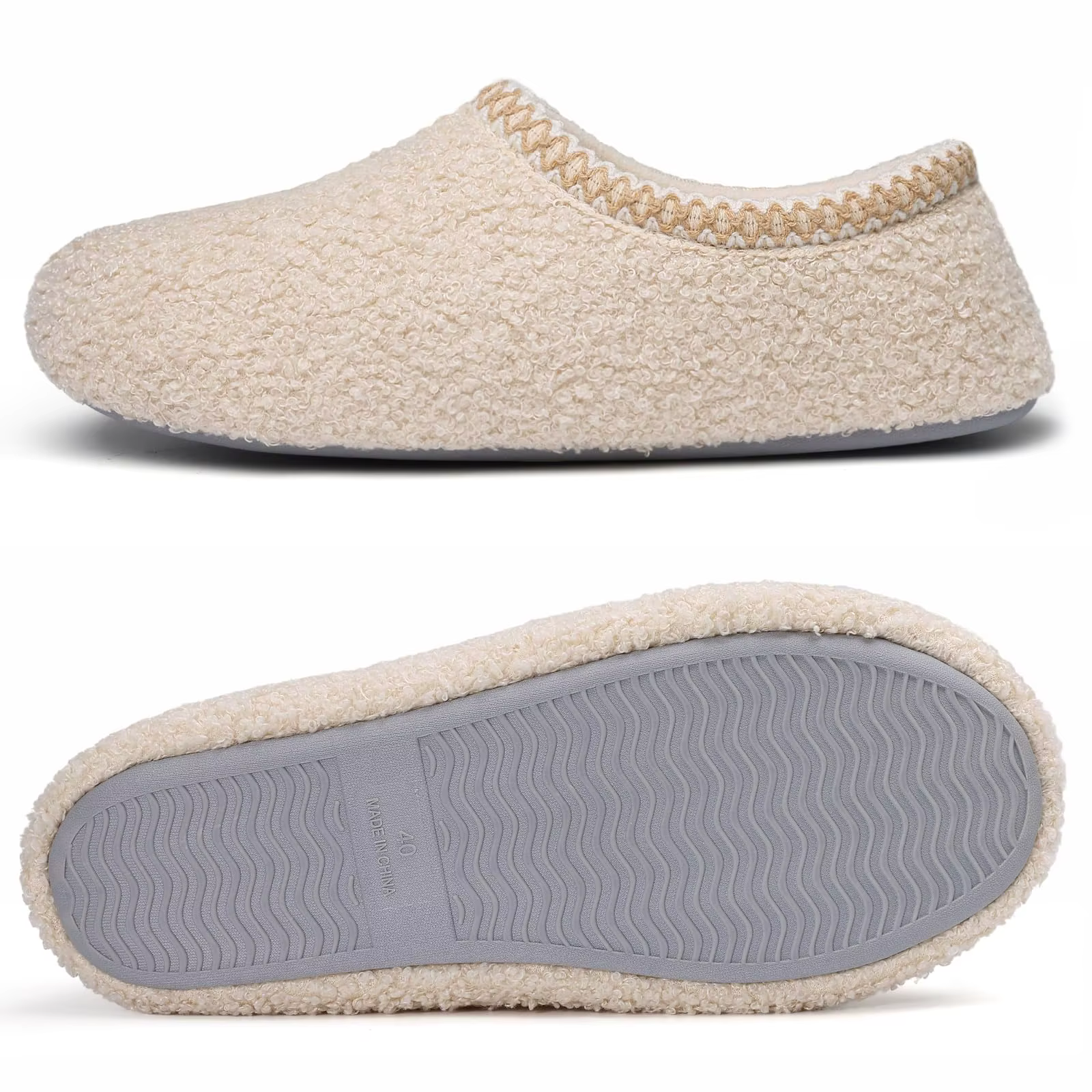 Comwarm Teddy polaire chaussons pour femmes plat décontracté diapositives intérieures antidérapant extérieur