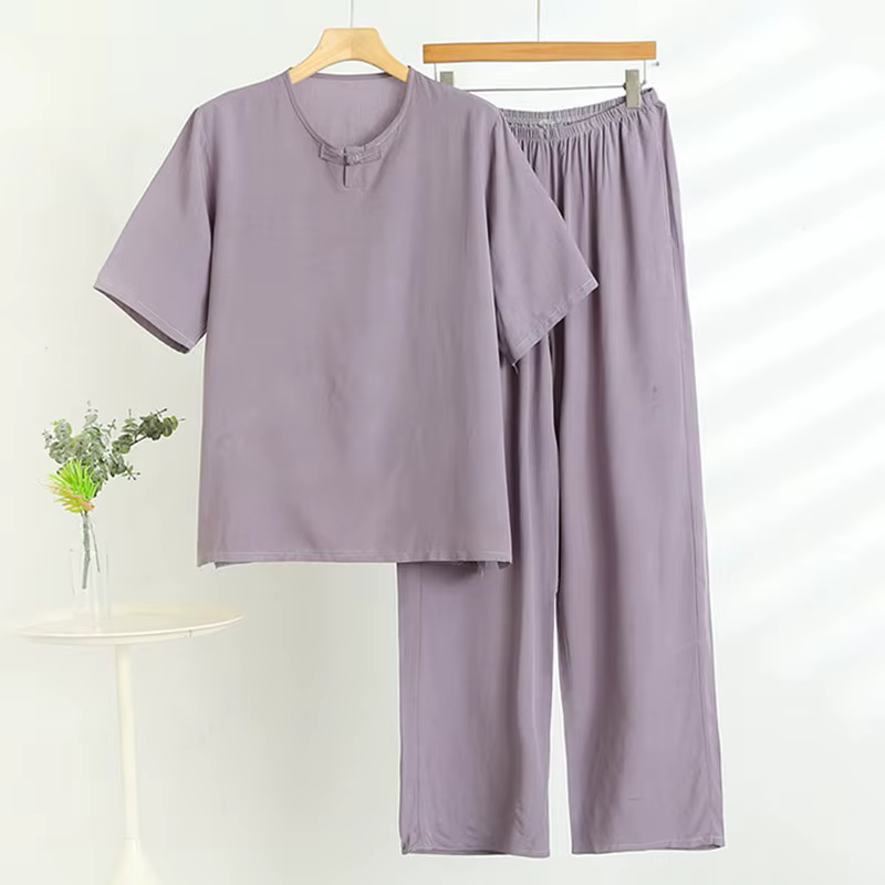 Pyjamas en coton pour hommes nouvelle grande taille vêtements de nuit à manches courtes haut pantalon ensemble salon