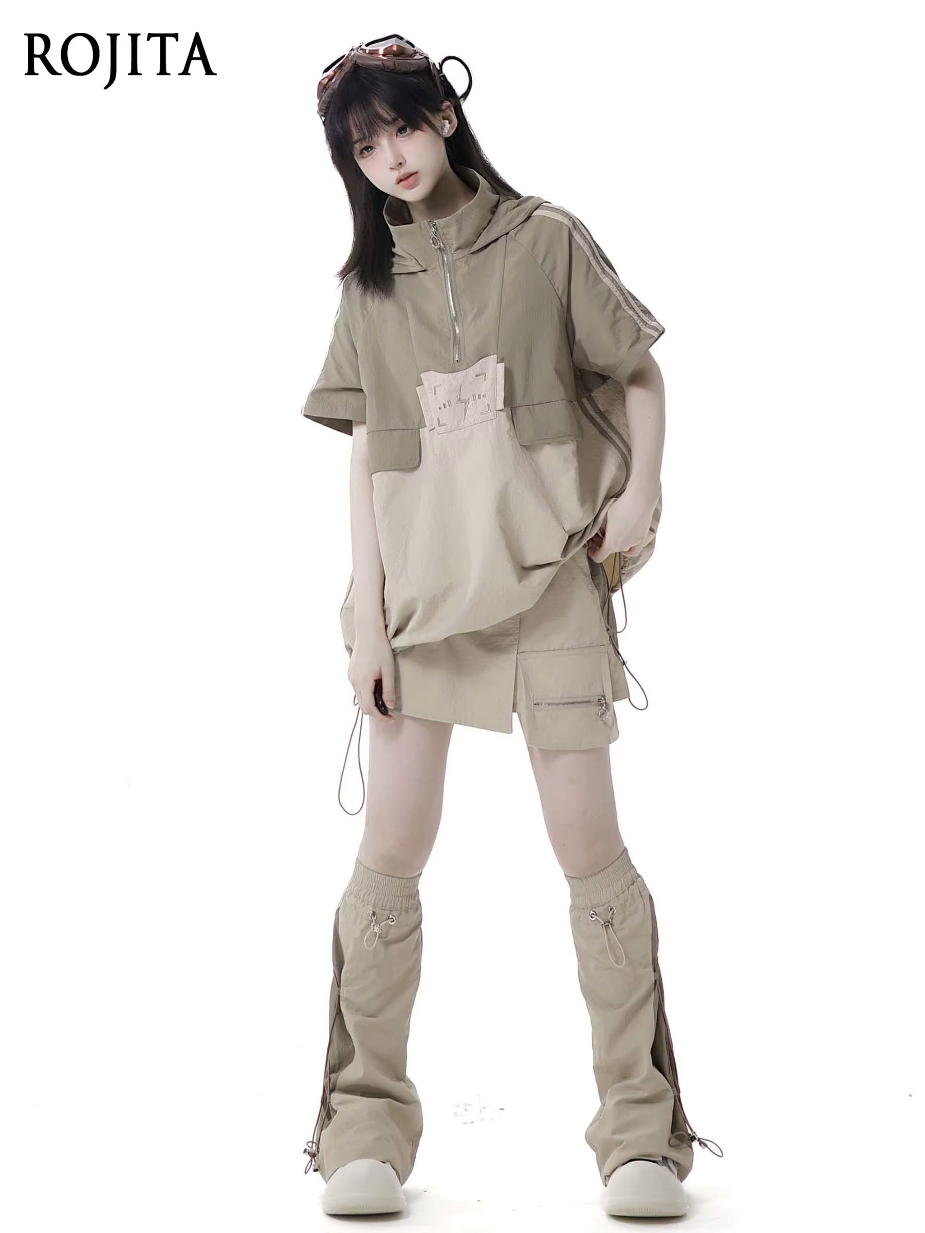 Robe légère et respirante kaki brodée à bretelles étendues pour femmes