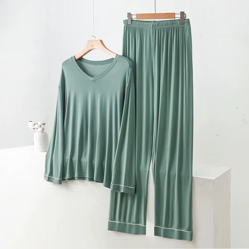 Printemps automne Pyjamas pour hommes nouveau Modal à manches longues chemise pantalon costume vêtements de nuit amples