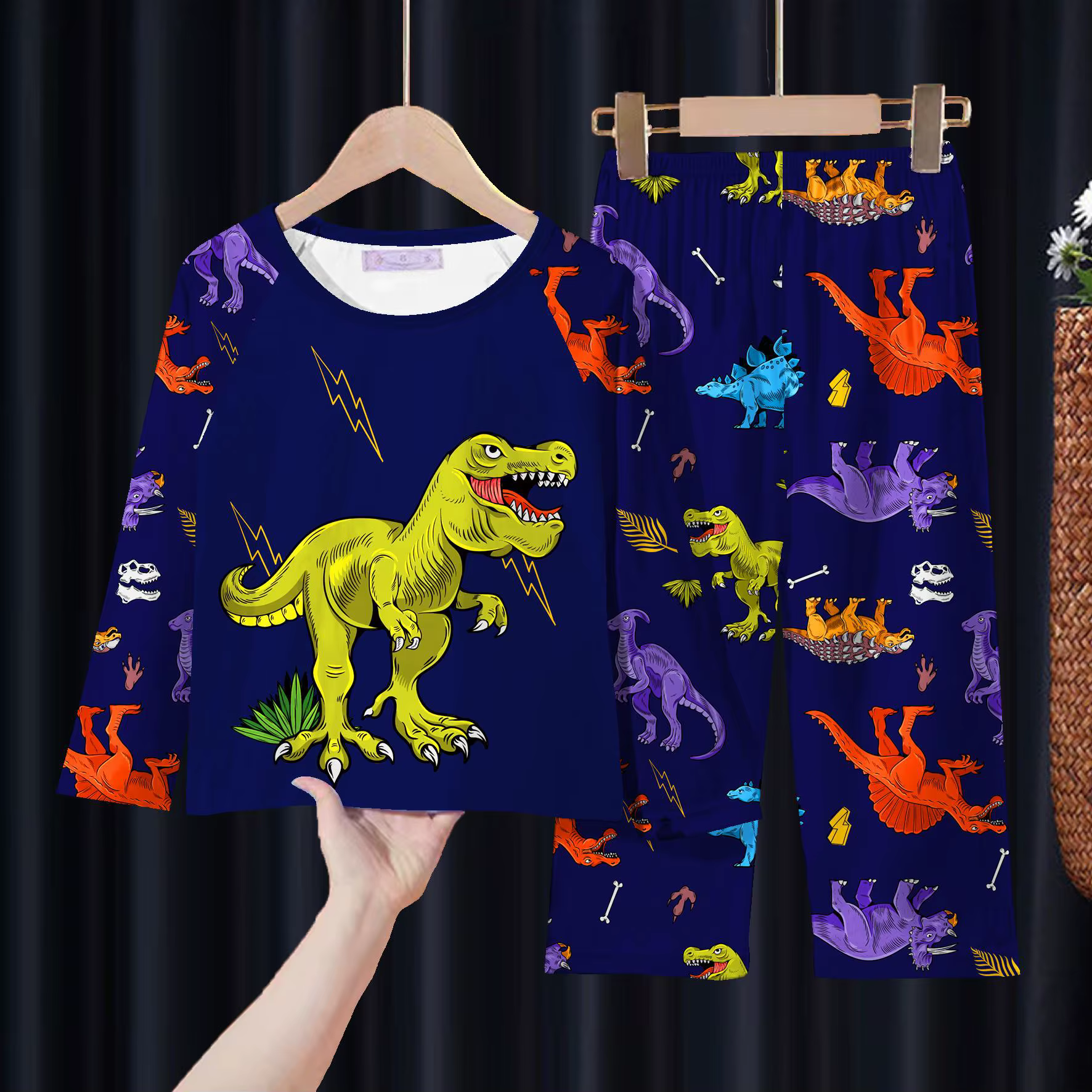 Pyjama imprimé dinosaure à manches longues pour garçons