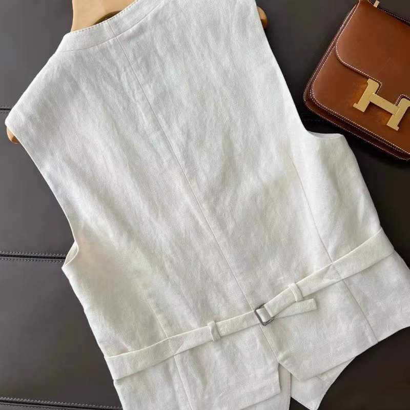 Nouvel ensemble chic 2 pièces pour femme en lin et coton