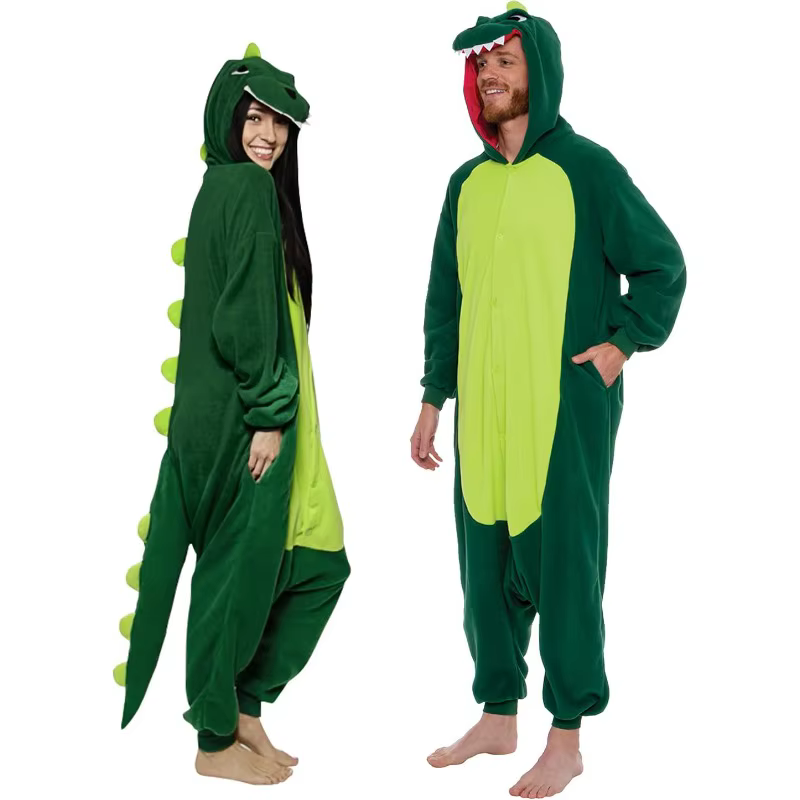 Combinaison adulte dinosaure - Costume d'Halloween T-Rex - Pyjama de dessin animé Dino en peluche
