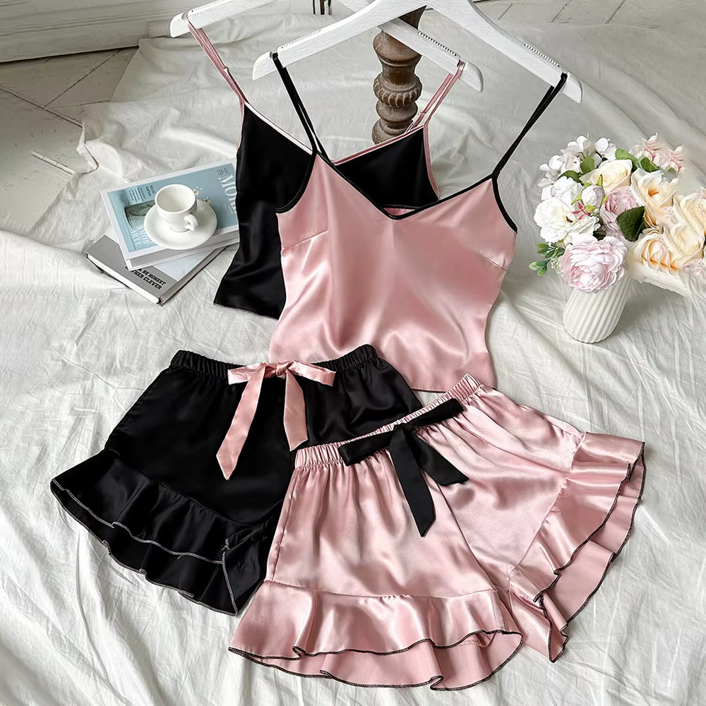 Pyjama en Satin lisse pour femmes