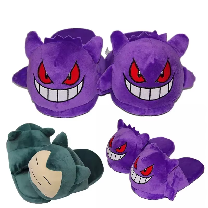 Dessin animé anime Gengar ronflex pantoufles d'hiver fond semelle intérieure souple 280MM chaussures de maison pantoufles épaisses pantoufles confortables antidérapantes