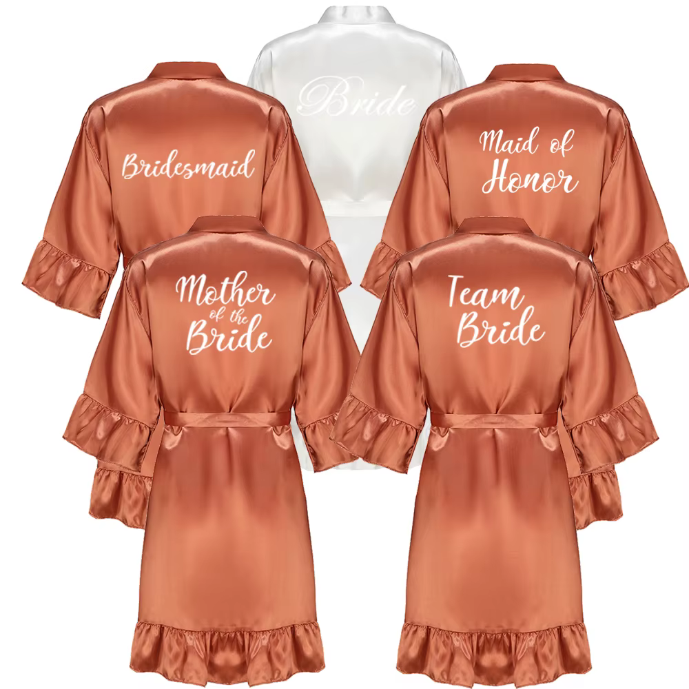 Robe Kimono à Volants avec Lettres Blanches pour Femme