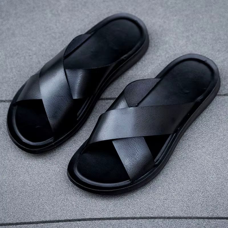 Pantoufles en cuir italien pour hommes