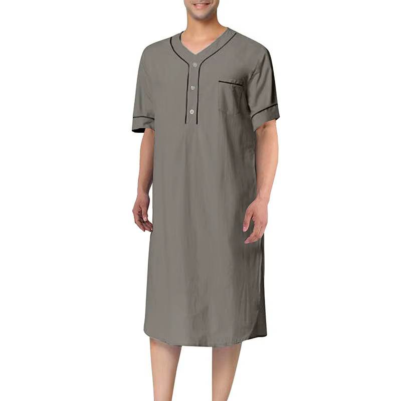 Pyjama d'été à manches courtes et col en v pour homme