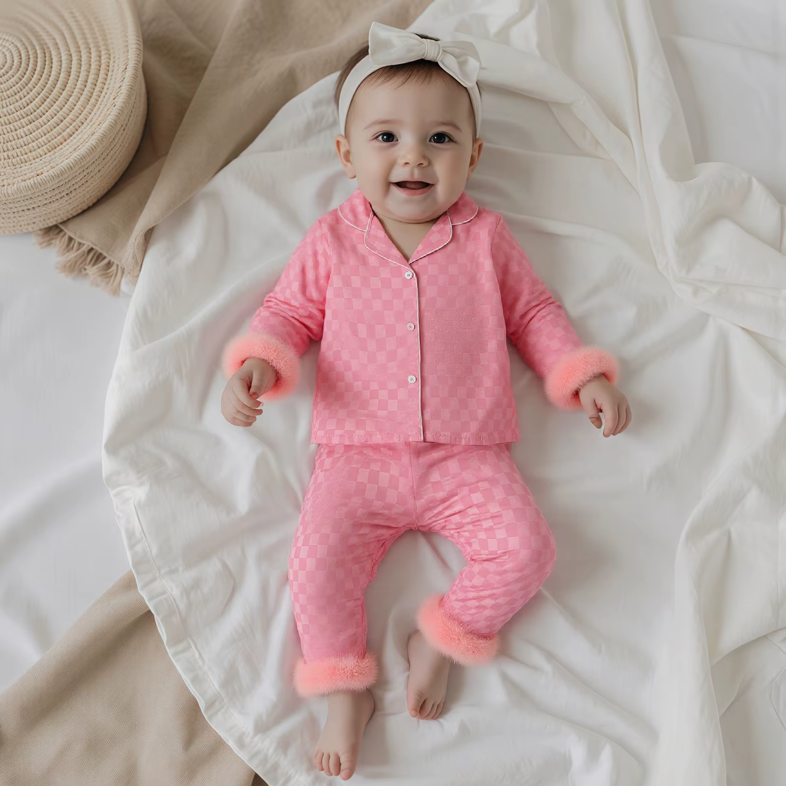 Ensemble pyjama à carreaux pour bébés filles