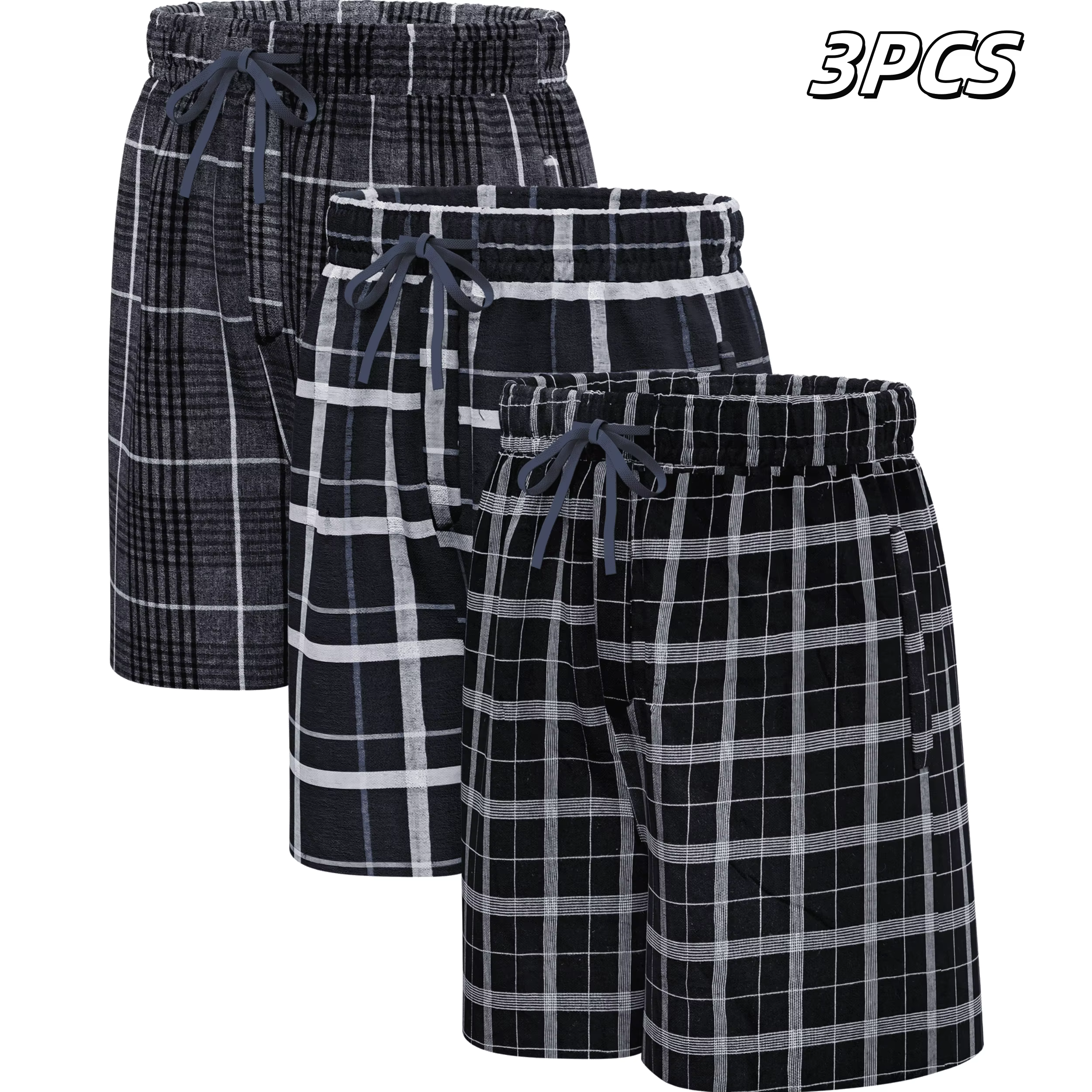 Lot de 3 shorts de pyjama pour homme en coton tissé