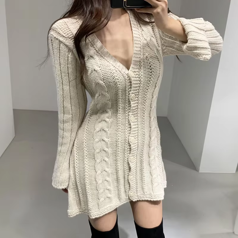 Robe pull pour femme, manches longues