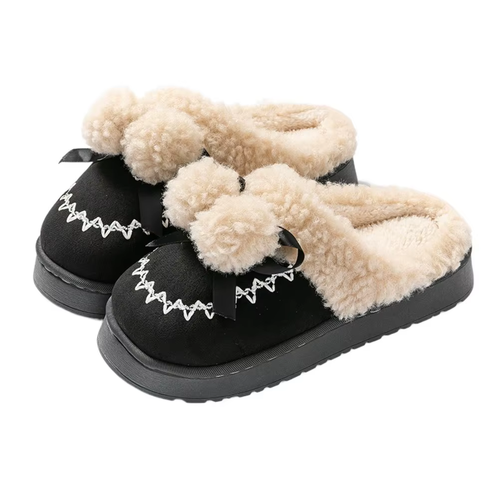 Pantoufles décontractées antidérapantes en coton et peluche
