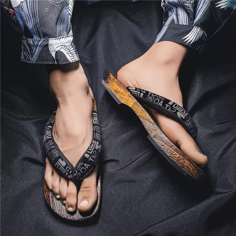 Pantoufles japonaises à chevrons pour hommes