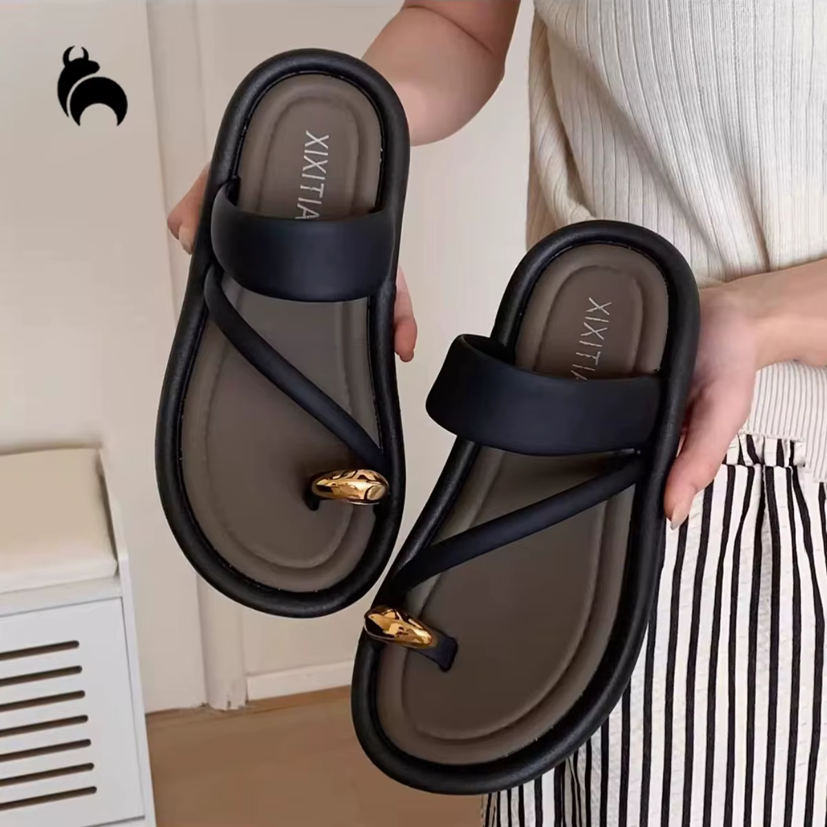 Mo Dou-Tongs d'Été Antidérapantes pour Femme
