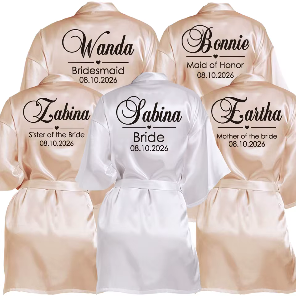 Peignoir de mariage personnalisé avec nom et Date