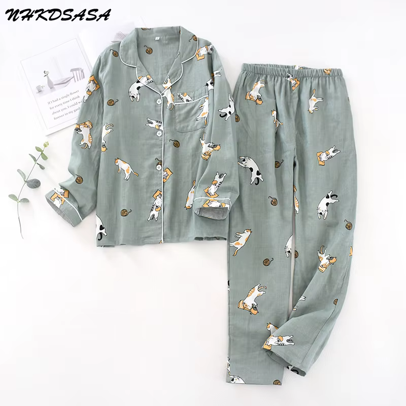 Ensemble pyjama en gaze de coton pour femmes