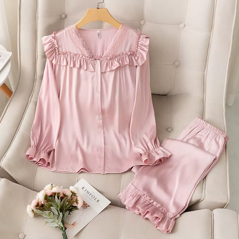 Ensemble pyjama en Satin imitation soie pour femmes