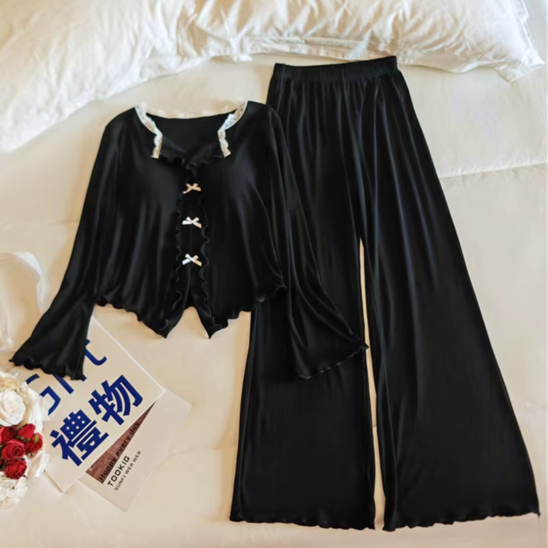 Pijama Feminina nouveau Modal coussin de poitrine ensemble 2 pièces Femme à manches longues pyjama ensembles
