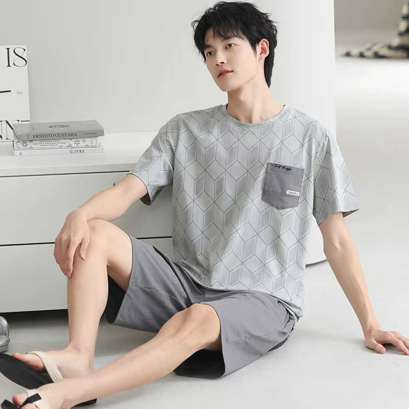 Grande taille L-4XL hommes pyjamas ensemble été Modal à manches courtes pyjama mâle