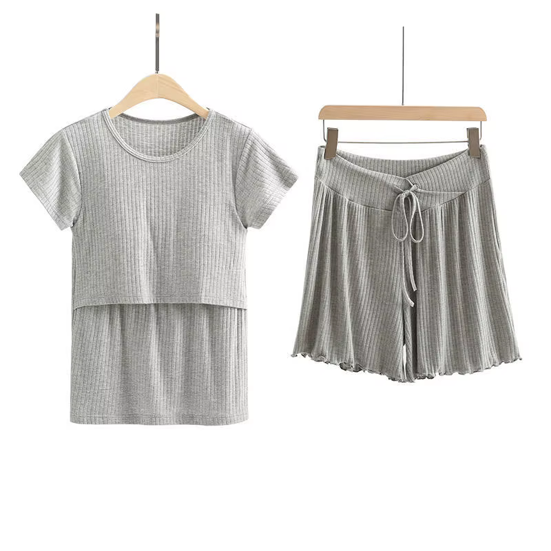 Pyjamas de maternité été femmes post-partum costumes nouveaux vêtements d'allaitement à manches courtes Homewear