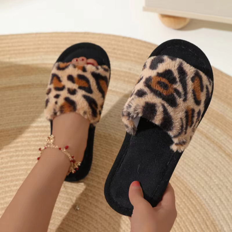 Mode femmes pantoufles coton peluche chaud femme lumière EVA fond plat antidérapant confortable diapositives hiver automne maison chaussures