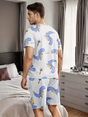 Ensemble pyjama pour homme avec imprimés dinosaures en carton
