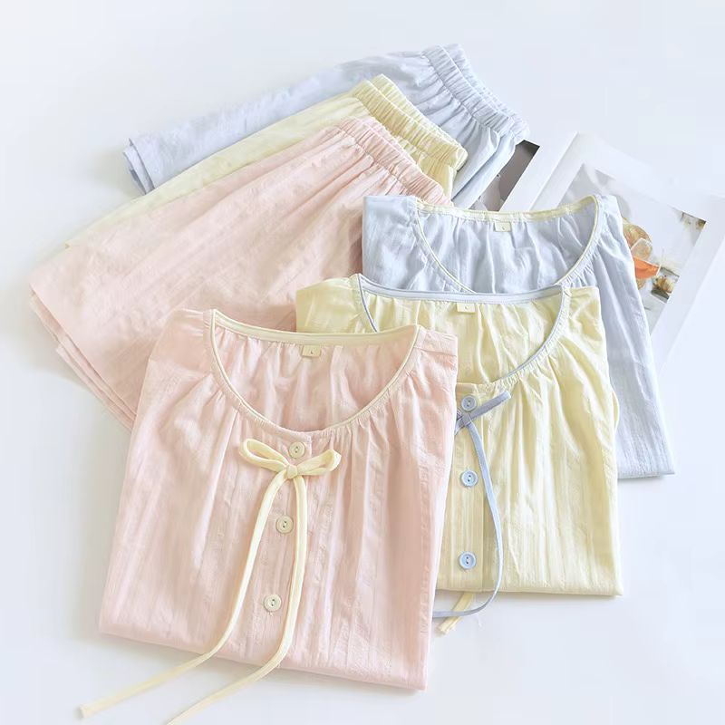 2025 nouveaux pyjamas d'été pour femmes à manches courtes Shorts vêtements de nuit 2 pièces ensemble 100% coton