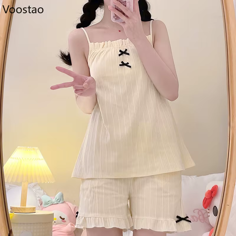 Ensemble de pyjama à nœud de style Lolita Kawaii japonais
