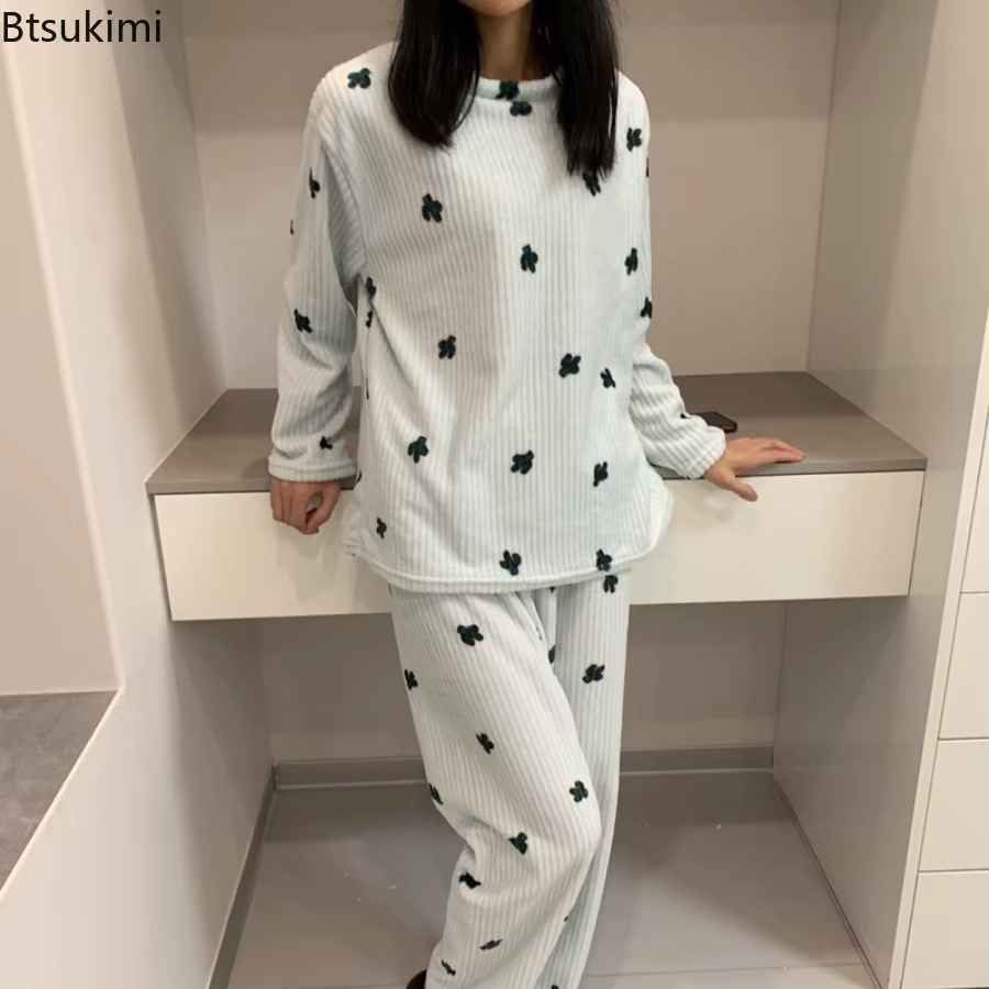 Pyjama chaud d'automne et d'hiver pour femmes