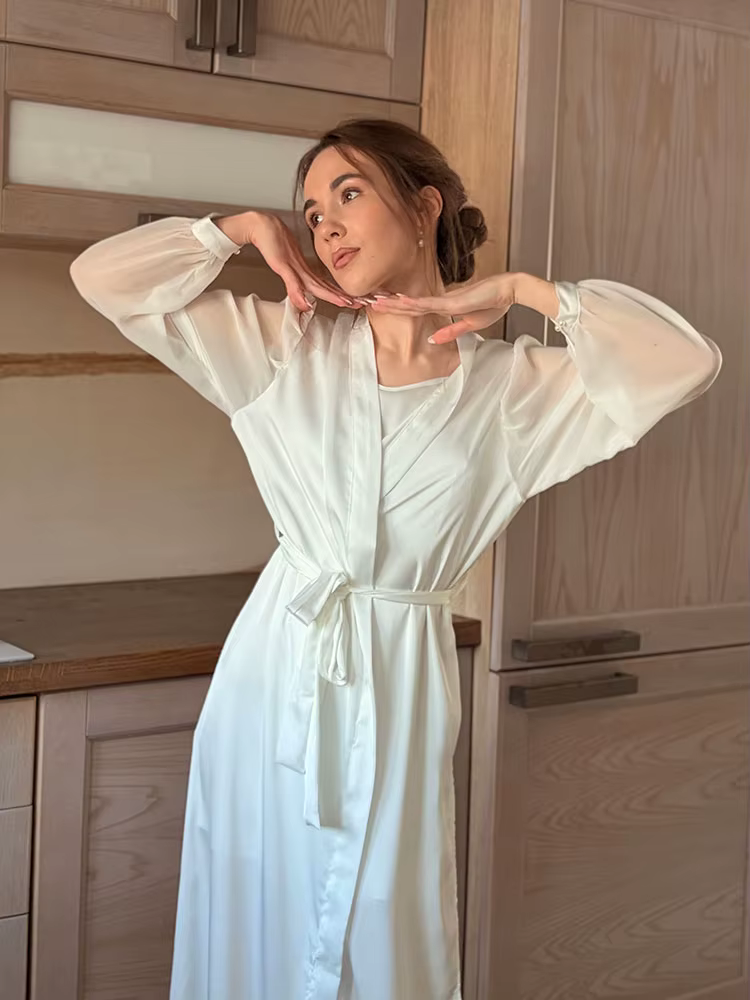 Robe et nuisette sexy 2 pièces pour femme